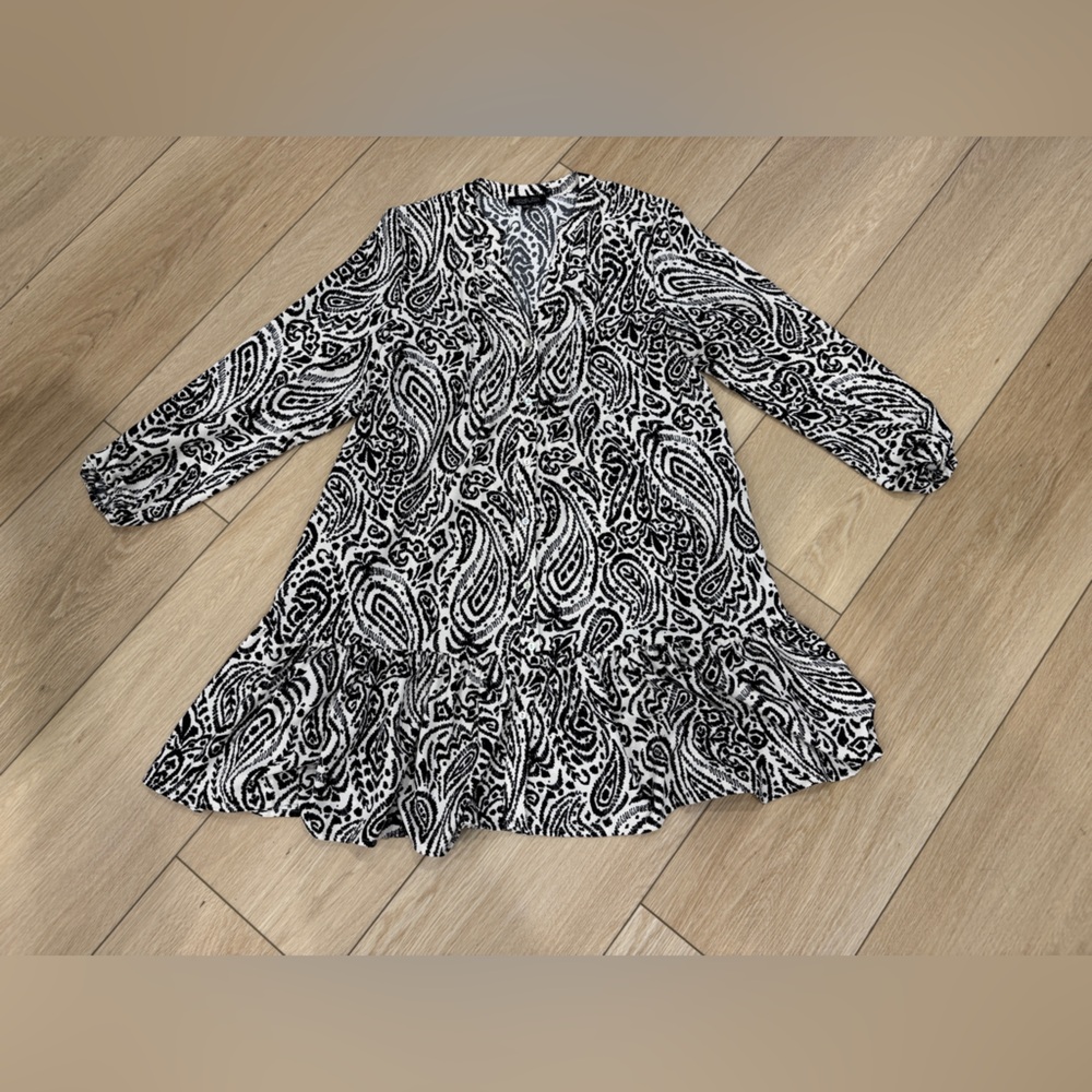 Rachel Zoe Paisley Swing Dress – Size S – Black & White – EUC
